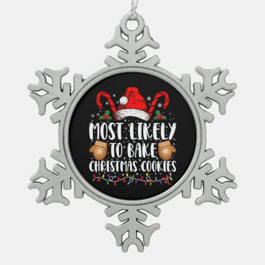 最も可能性の高いクリスマスクッキークリスマスファミリー スノーフレークピューターオーナメント (正面)