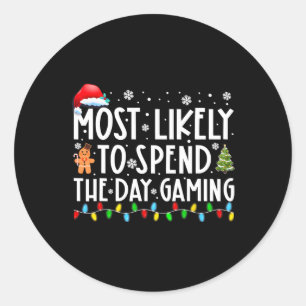 最も可能性の高い一日を過ごすゲーマーおもしろいのクリスマス ラウンドシール