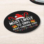 最も可能性の高い各クリスマスソングクリスマス家族 ラウンドペーパーコースター (アングル)