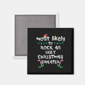 最も可能性の高い岩の醜いクリスマスクリスマス家族の試合 マグネット (正面/裏面)