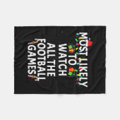 最も可能性の高い時計サッカークリスマスクリスマス家族M フリースブランケット (正面(横))