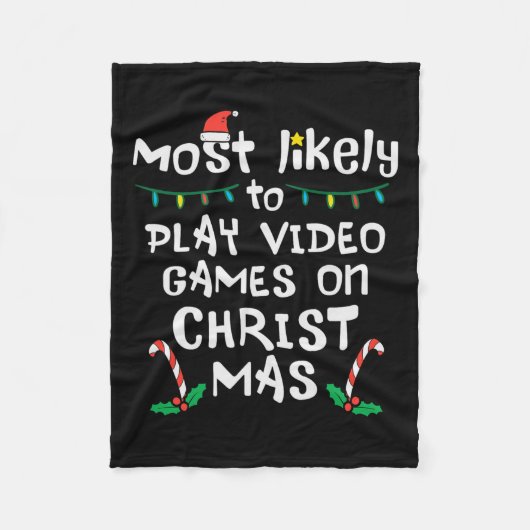 最も可能性の高い遊ビデオゲームのクリスマスクリスマスファミリー フリースブランケット (正面)