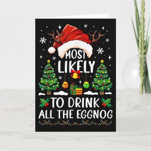 最も多くのナガノールを飲むであろうクリスマスマット カード (正面)