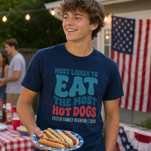 最も多くのホットドッグを食べそうな人 カスタム Tシャツ