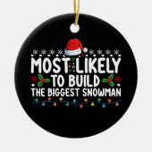 最も大きな雪だるま雪を作る可能性が高い セラミックオーナメント (正面)