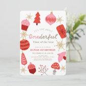 最も大切な時間クリスマスピンクの誕生日 招待状 (スタンド正面)