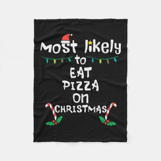 最も好きピザク食べスクリスマスクリスマス家族の試合 フリースブランケット (正面)