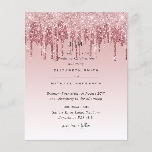 最も安いバラ金ゴールドピンクグリッター結婚ズ (正面)