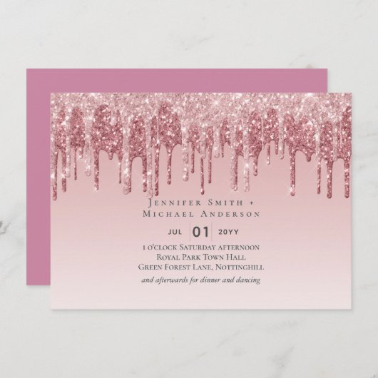 最も安いバラ金ゴールドピンクグリッター結婚ズ (正面/裏面)