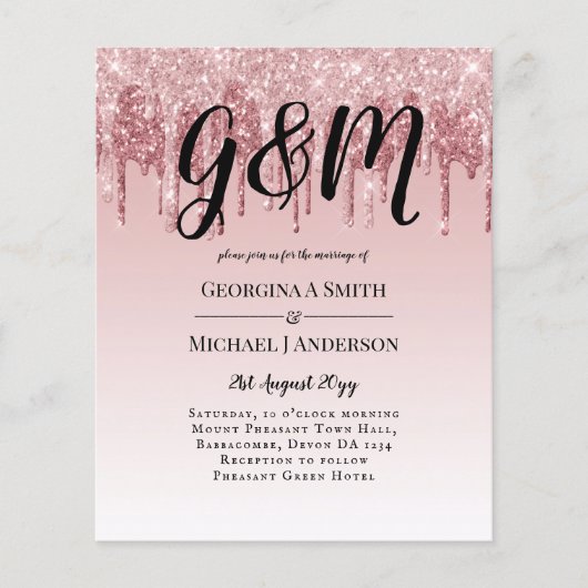 最も安いバラ金ゴールドピンクグリッター結婚ズ (正面)