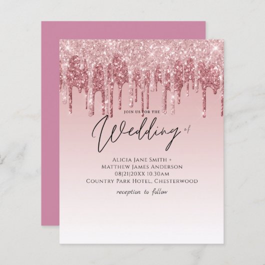 最も安いバラ金ゴールドピンクグリッター結婚ズ (正面/裏面)