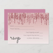 最も安いバラ金ゴールドピンクグリッター結婚ズ インビテーションポストカード (正面/裏面)