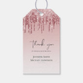 最も安い ローズゴールド ピンク グリッター ウェディング ギフトタグ (正面)