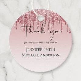 最も安い ローズゴールド ピンク グリッター ウェディング フェイバータグ