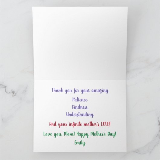 最も完エレガント全な母アメージング愛の藤 カード (内部)