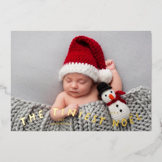 最も小さなノエル・クリスマスの誕生発表 箔シーズンカード (正面)