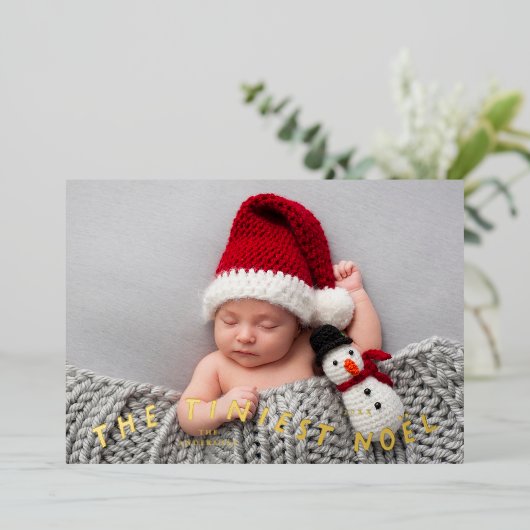 最も小さなノエル・クリスマスの誕生発表 箔シーズンカード (立ち正面)