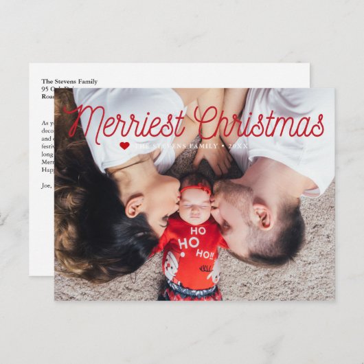 最も幸せなクリスマスの家族写真 シーズンポストカード (正面/裏面)