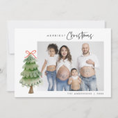 最も幸せなクリスマス ファミリーフォト クリスマスツリー シーズンカード (正面)