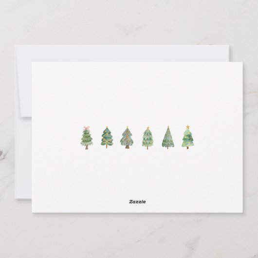 最も幸せなクリスマス ファミリーフォト クリスマスツリー シーズンカード (裏面)