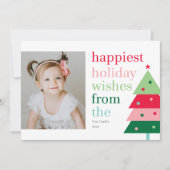最も幸せなツリー ファン モダン ホリデー フォト カード (正面)