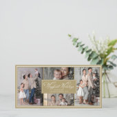 最も幸せなホリデーシーズン!おしゃれなスクリプト マルチフォトコラージュ シーズンカード (スタンド正面)