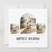 最も幸せなホリデーズアーチグリーンフォトクリスマス シーズンカード (正面)