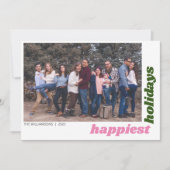 最も幸せなホリデーズファミリーフォトクリスマカラフルス シーズンカード (正面)