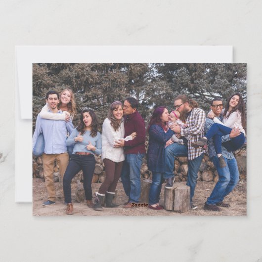 最も幸せなホリデーズファミリーフォトクリスマカラフルス シーズンカード (裏面)