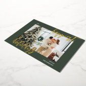 最も幸せなホリデーブラシスクリプト写真グリーン 箔シーズンカード (回転した状態)