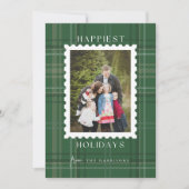 最も幸せなホリデープレイドタータン クリスマス フォト カード (正面)