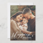 最も幸せなホリデー スクリプト モダン スタイリッシュ 2 枚の写真 シーズンカード (正面)
