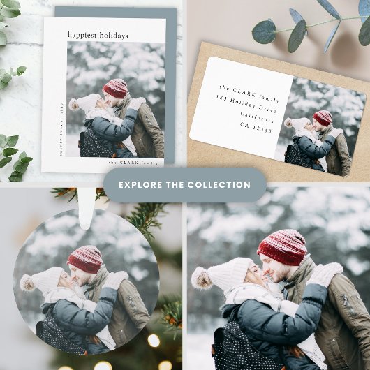 最も幸せなホリデー | ミニマルでおしゃれなクリスマス グレー シーズンカード