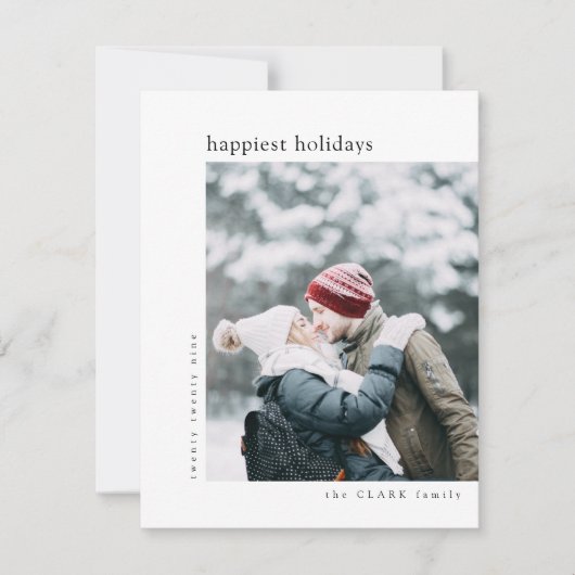 最も幸せなホリデー | ミニマルでおしゃれなクリスマス グレー シーズンカード (正面)