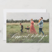 最も幸せなホリデー モダン写真グリーティングカード シーズンカード (正面)