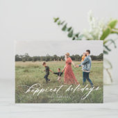 最も幸せなホリデー モダン写真グリーティングカード シーズンカード (スタンド正面)