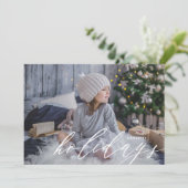 最も幸せなホリデー モダン フォト シーズンカード (スタンド正面)