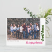 最も幸せなホリデー 家族の写真 カラフルなクリスマス シーズンカード (スタンド正面)