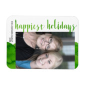 最も幸せなモダン休暇オフセンター1フォトグリーン マグネット (横)