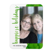 最も幸せなモダン休暇オフセンター1フォトグリーン マグネット (縦)