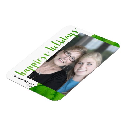 最も幸せなモダン休暇オフセンター1フォトグリーン マグネット (左側)