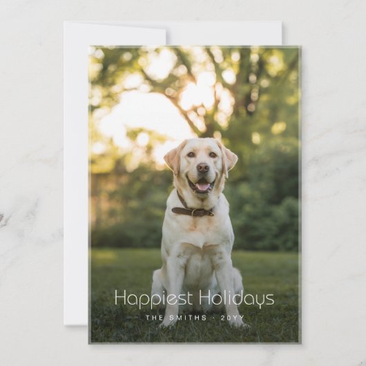 最も幸せな休日おもしろい犬フォトクリスマスカード シーズンカード (正面)