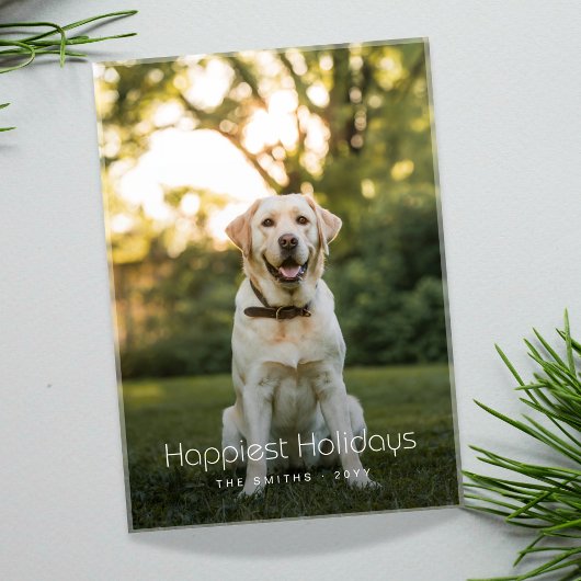 最も幸せな休日おもしろい犬フォトクリスマスカード シーズンカード