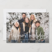 最も幸せな休日のシンプルな楽しいスクリプト写真 赤 シーズンカード (正面)