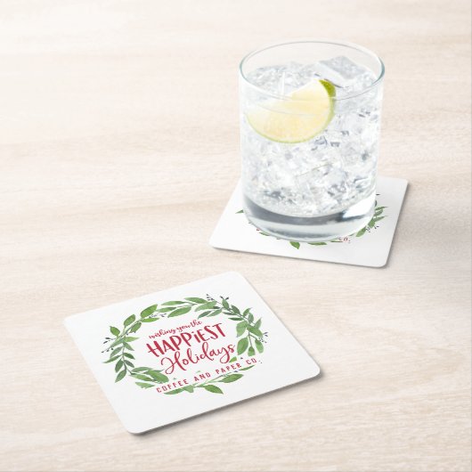 最も幸せな休日のビジネス企業のクリスマス スクエアペーパーコースター (インサイチュ)