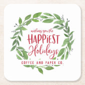 最も幸せな休日のビジネス企業のクリスマス スクエアペーパーコースター (正面)