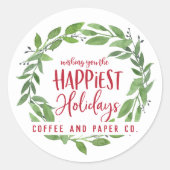 最も幸せな休日のビジネス企業のクリスマス ラウンドシール (正面)