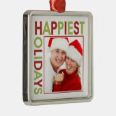 最も幸せな休日のモダンクリスマス家族の写真 メタルオーナメント (右)