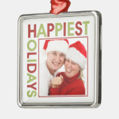 最も幸せな休日のモダンクリスマス家族の写真 メタルオーナメント (左)