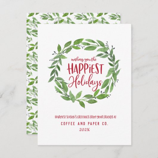 最も幸せな休日の企業のビジネスのクリスマス シーズンカード (正面/裏面)